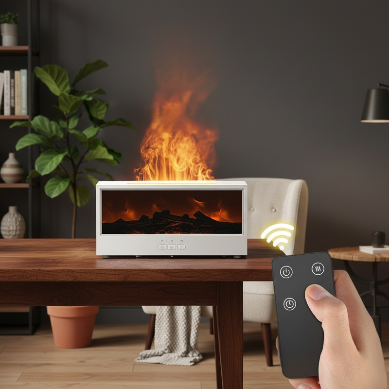 Humidificateur et diffuseur d'arômes à flamme colorée USB