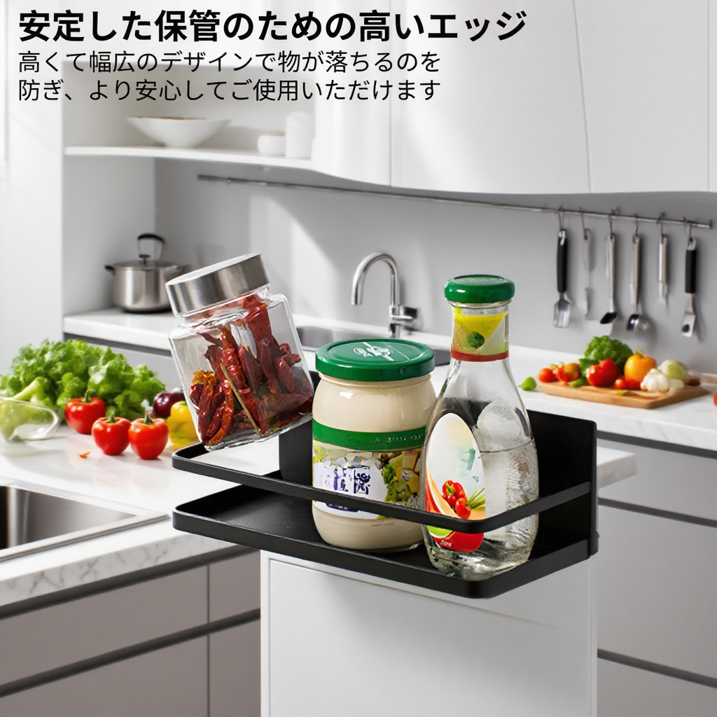 冷蔵庫に簡単取り付けできる収納ラック