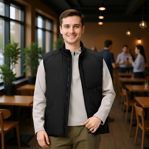 Gilet sans manches homme à col montant épais