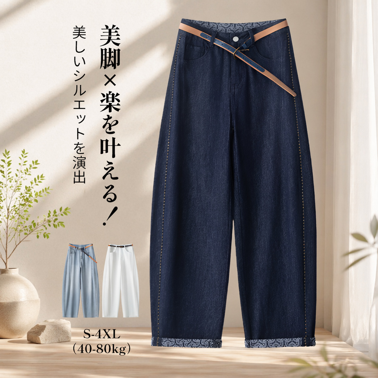 テンセルコットン製ハーレムジーンズ