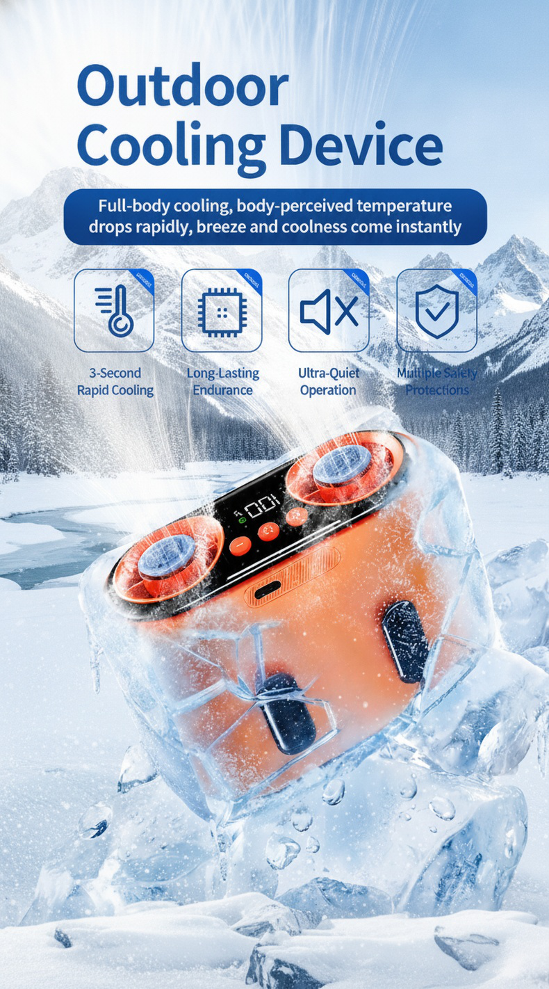 Clip-on waist fan for hands-free cooling outdoors