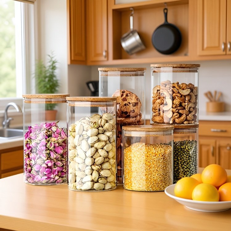 Hermetyczny słoik z wysokoborosilikatowego szkła 500 ml z bambusową pokrywą