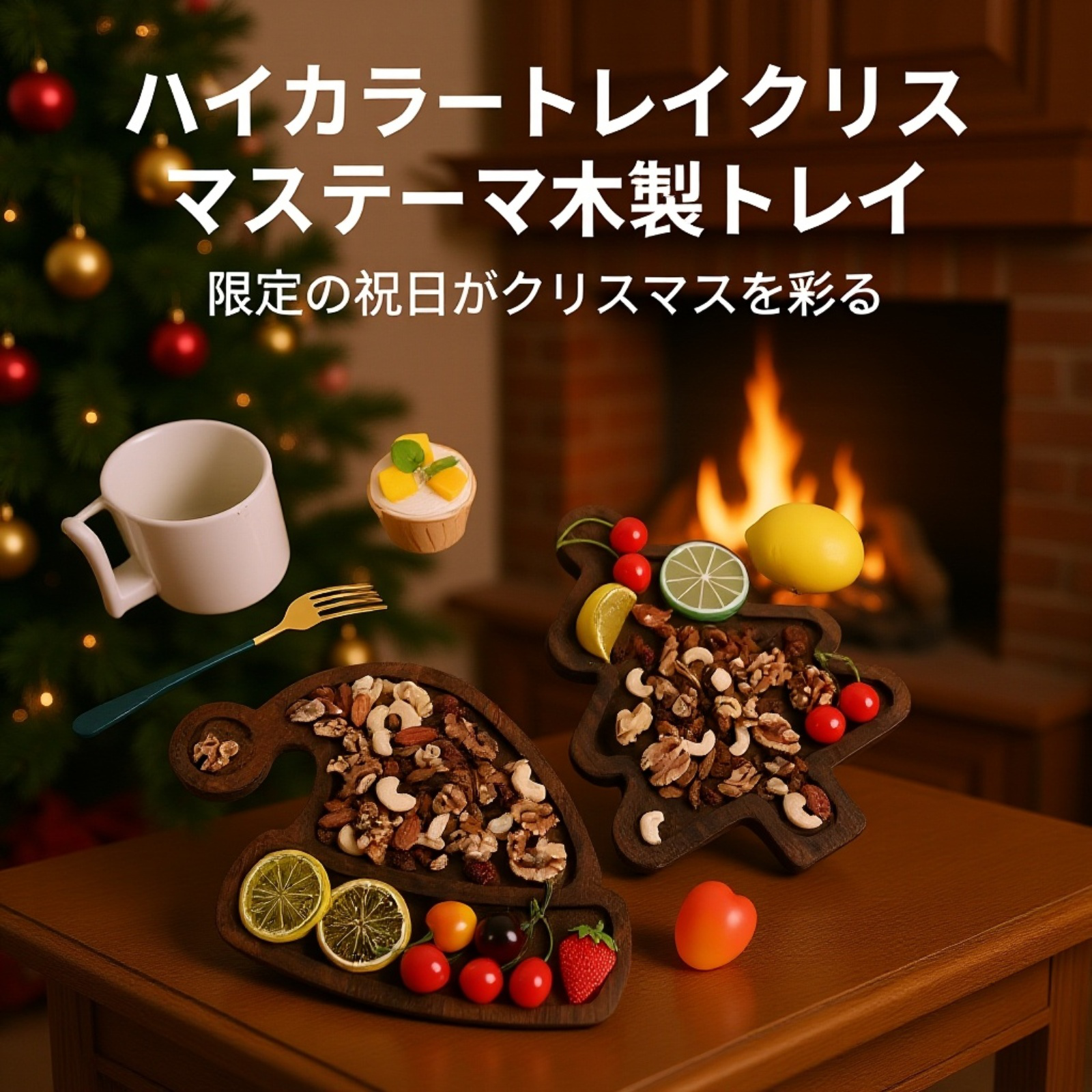 クリスマスデザインの食器トレー