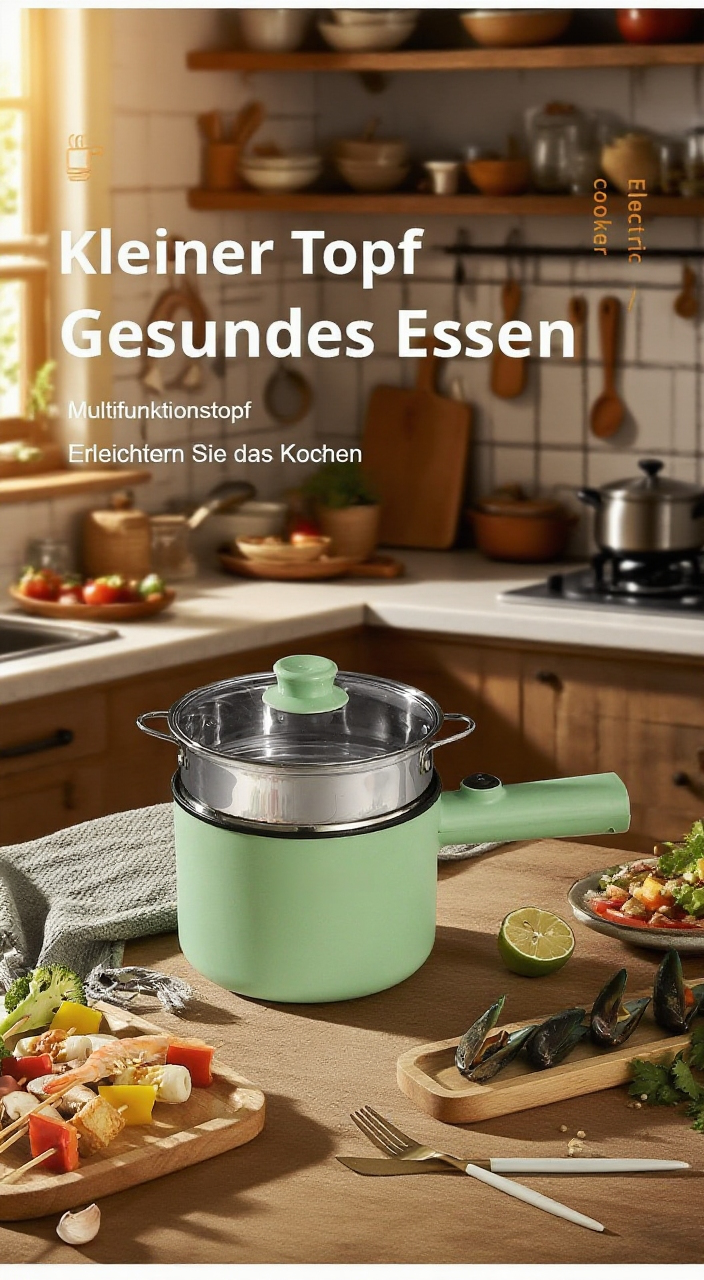 Multifunktionaler Antihaft-Elektrotopf für Einzelpersonen