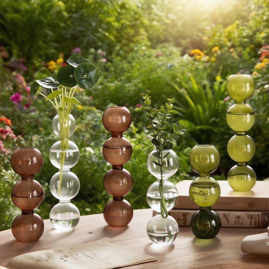 インスタイルバブル花瓶 透明ガラス ドライフラワー用 リビングルーム装飾