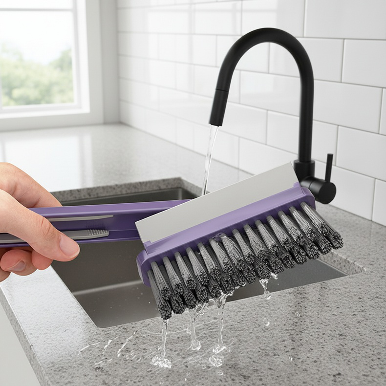 Brosse spéciale pour nettoyer les interstices de la salle de bain