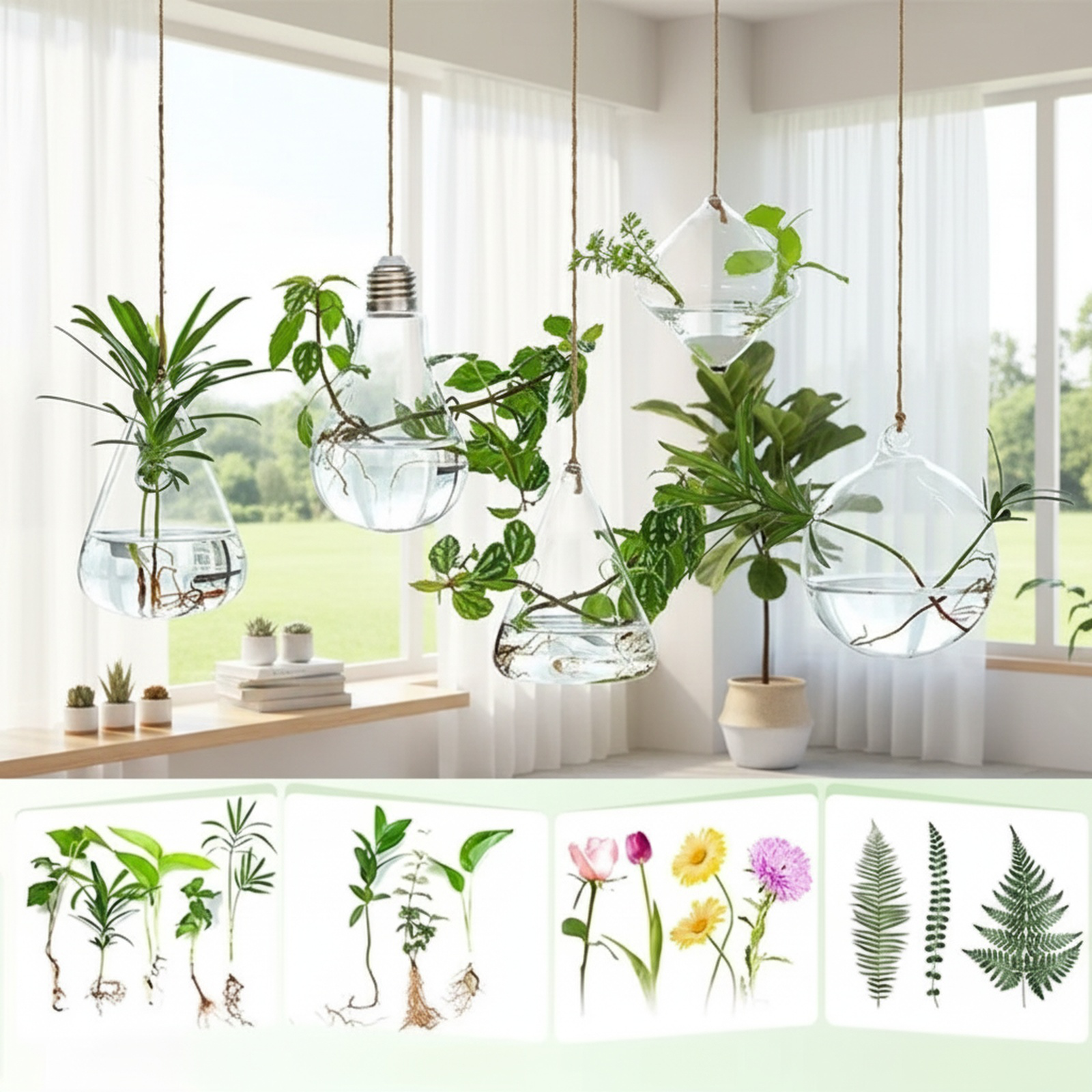 Récipient suspendu pour petites fleurs et plantes hydroponiques
