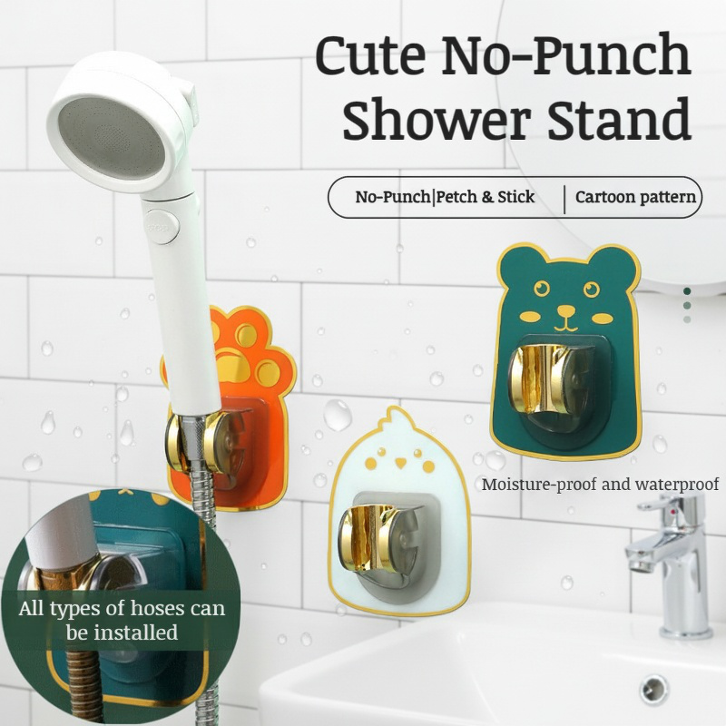 Fixed nopunch adjustable shower head base