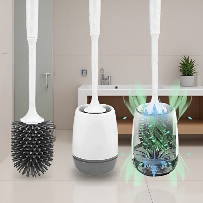 신형 부드러운 욕실 청소 가정용 플라스틱 변기솔 내구성 TPR 실리콘 변기솔 거치대 포함