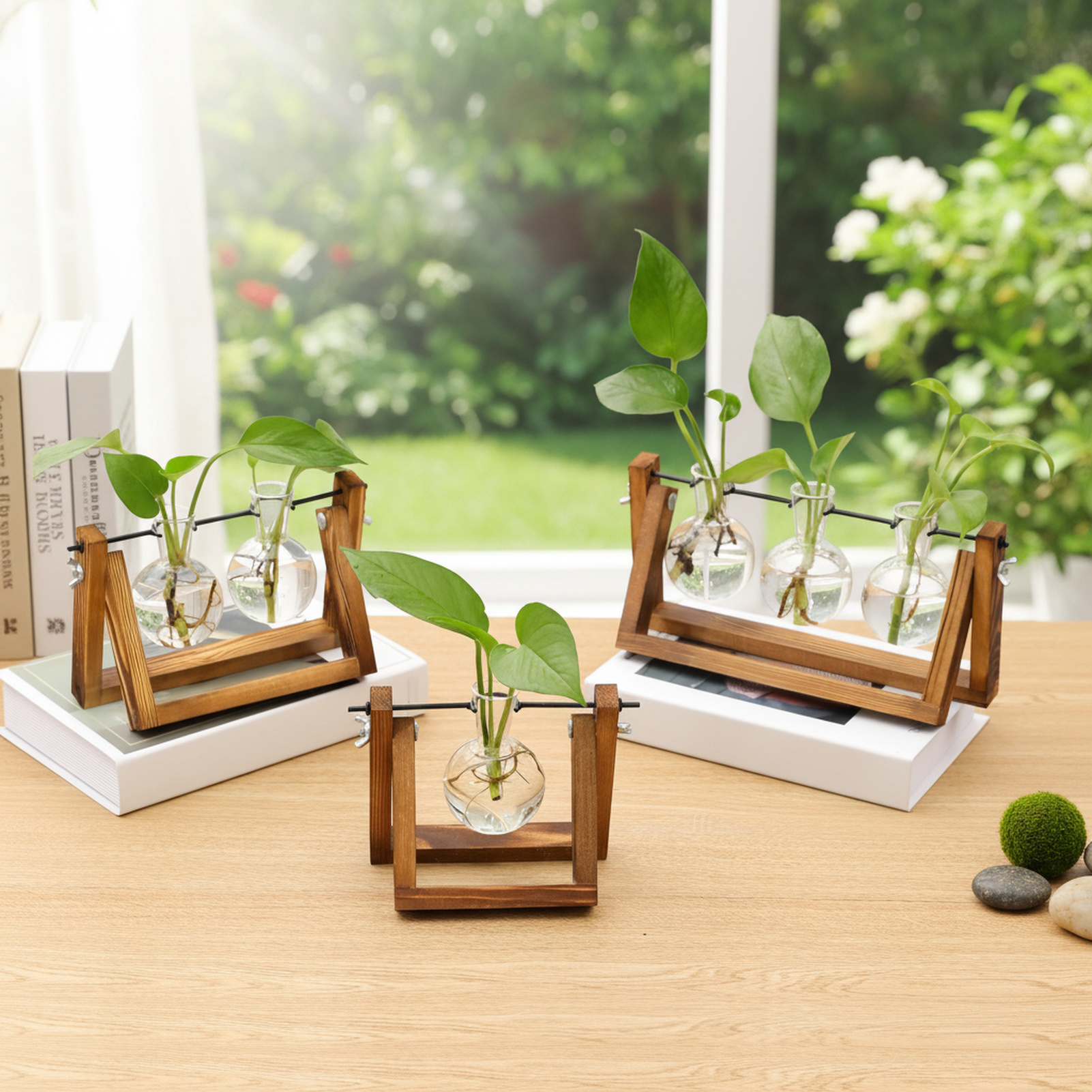 Décoration intérieure avec récipient en verre pour plantes
