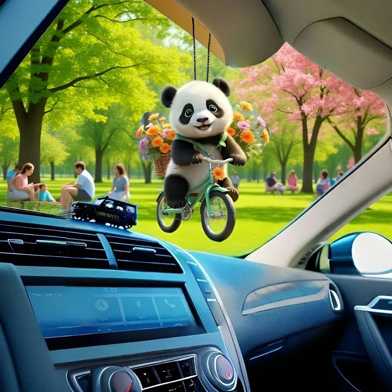 판다 자동차 미러 장식 키홀더 액세서리