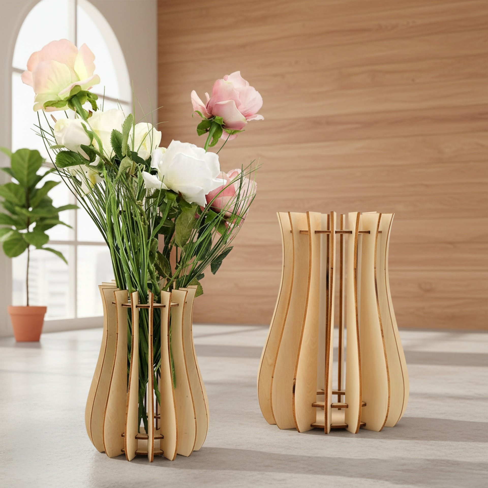 Wooden Puzzle Vase Stand Decoration