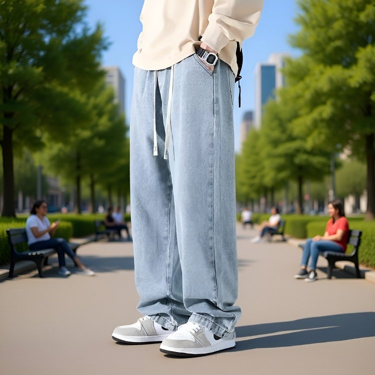 後ろ姿のストレートジーンズ