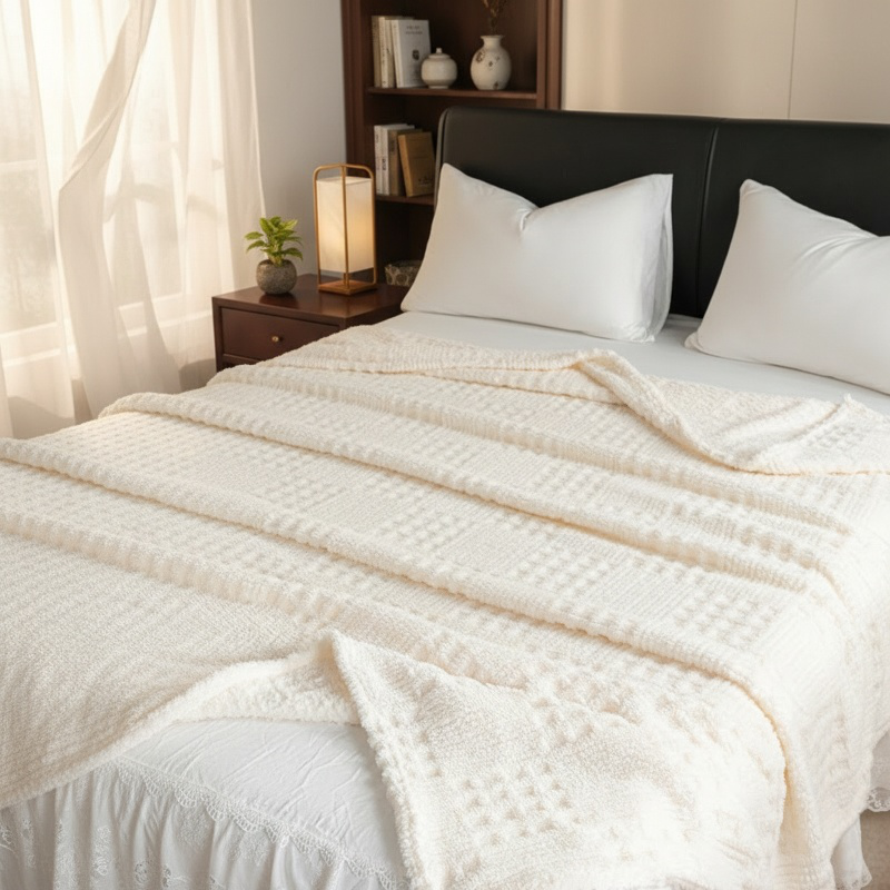 Warm Thickened Knitted Plush Padded Blanket Cover