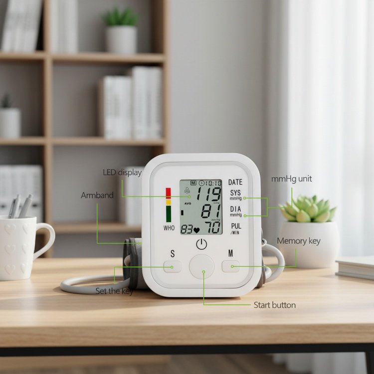 Voice-guided electronic BP monitor with arm cuff