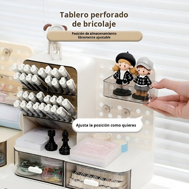 Tablero de agujeros multifuncional creativo para escritorio con portalápices