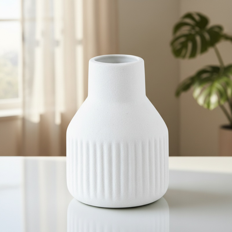 Minimalist Matte Ceramic Vase Decoration (Black White Orange Wine Red)