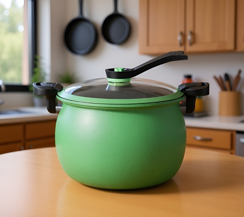 おしゃれな厚手ノンスティック微圧調理鍋・麦飯石風