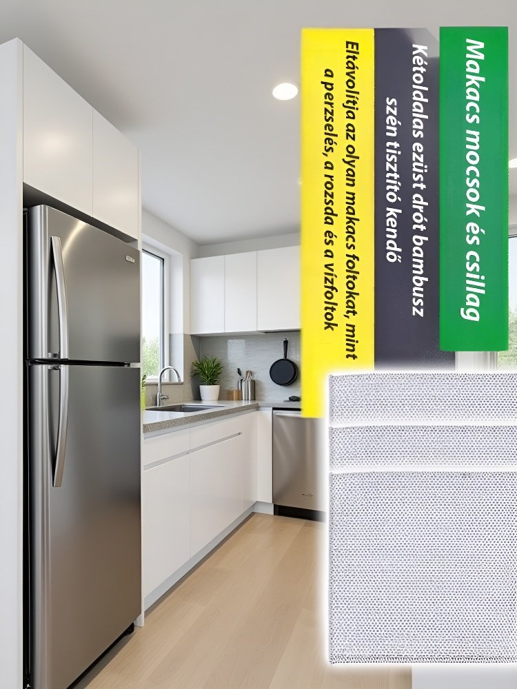  Erős tisztítóhatású, kétoldalas ezüstszálas bambusz szén tisztítókendő