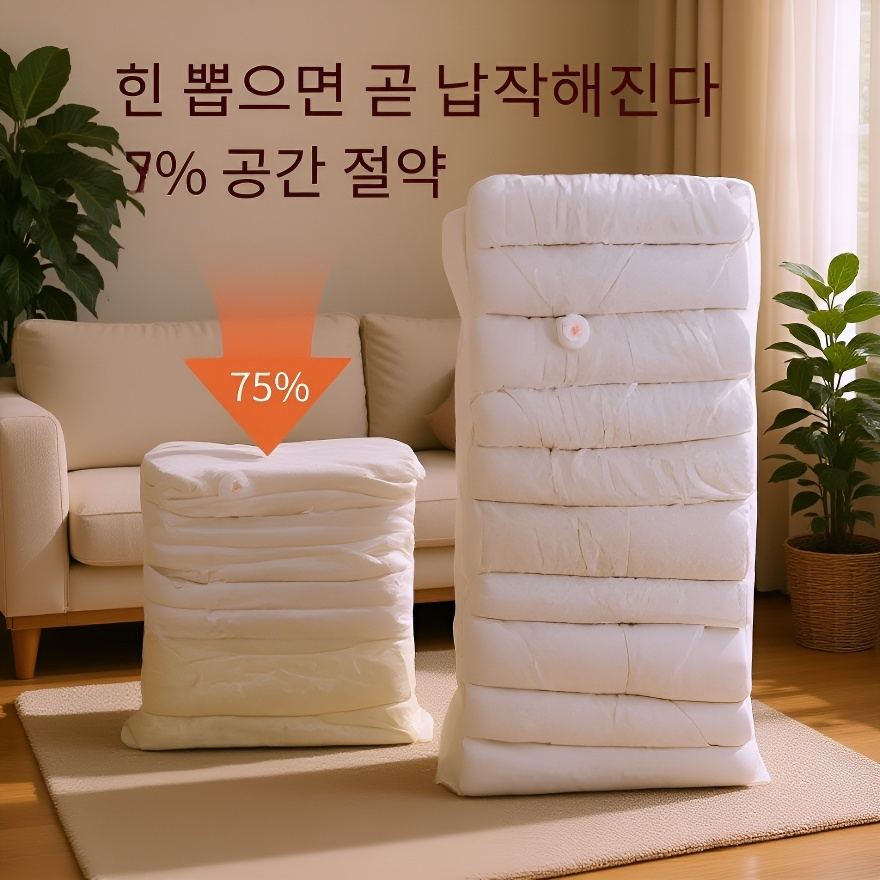 입체형 진공수납봉투 에어리스 간절기 의류정리봉투 면진공압축봉투