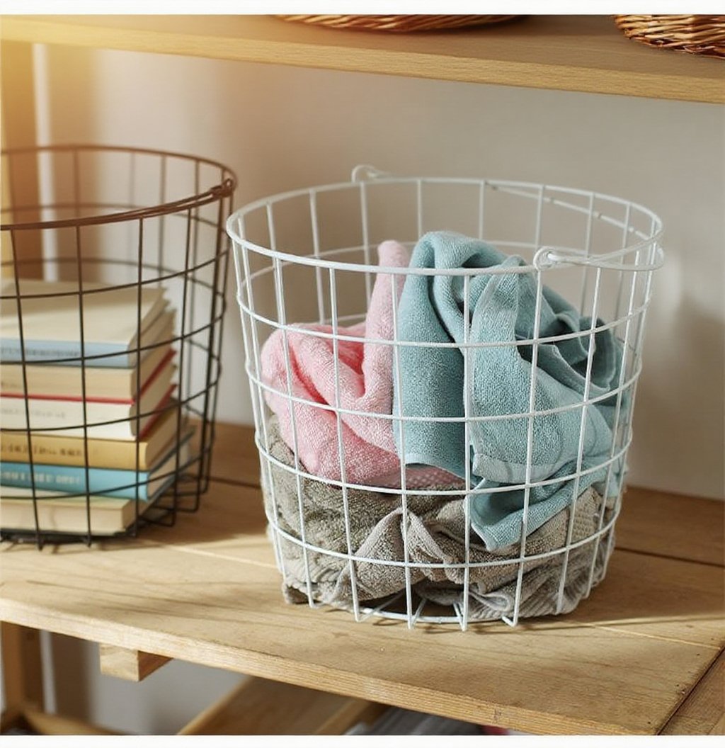Rustic metal storage bin for living room