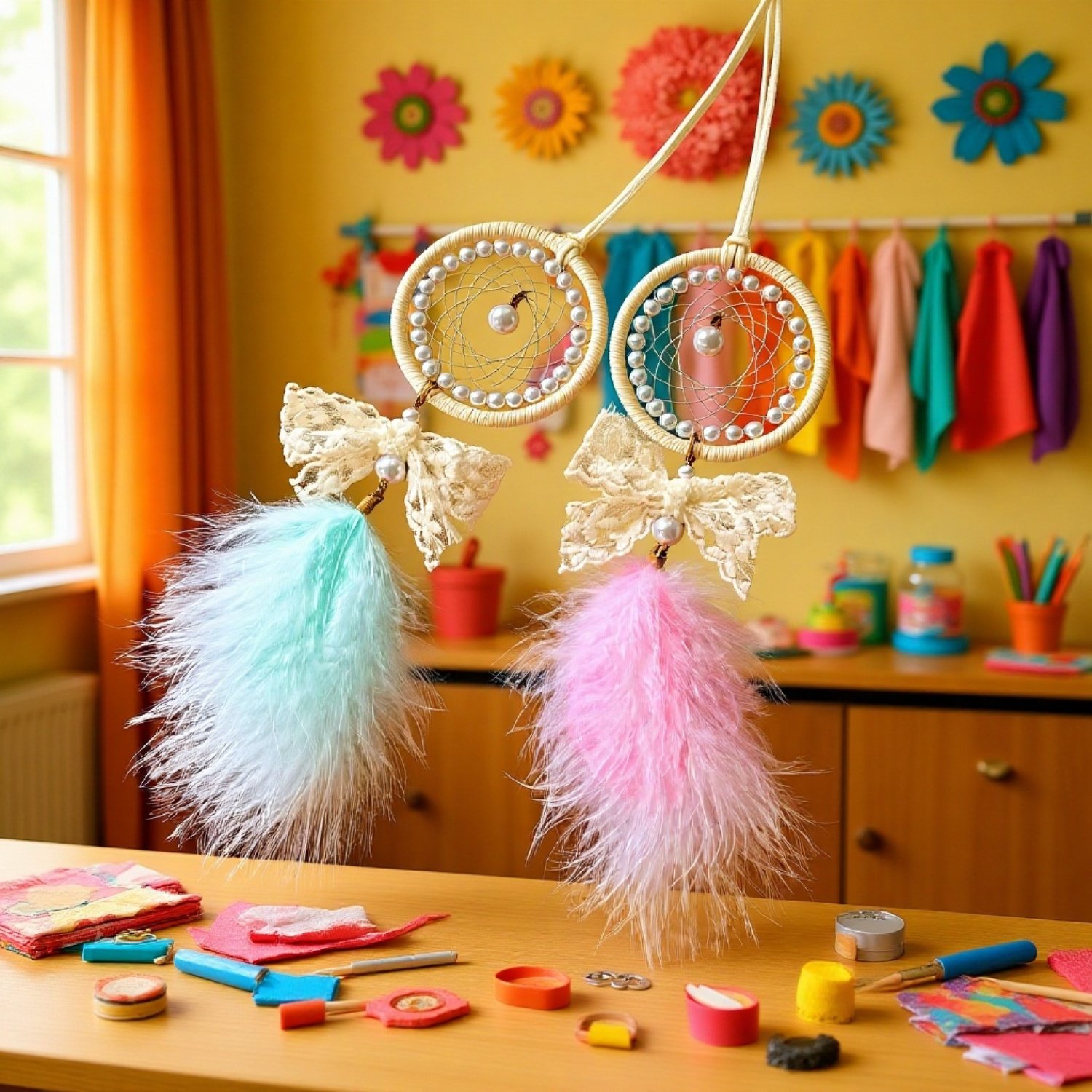 미니 드림캐처 자동차 펜던트