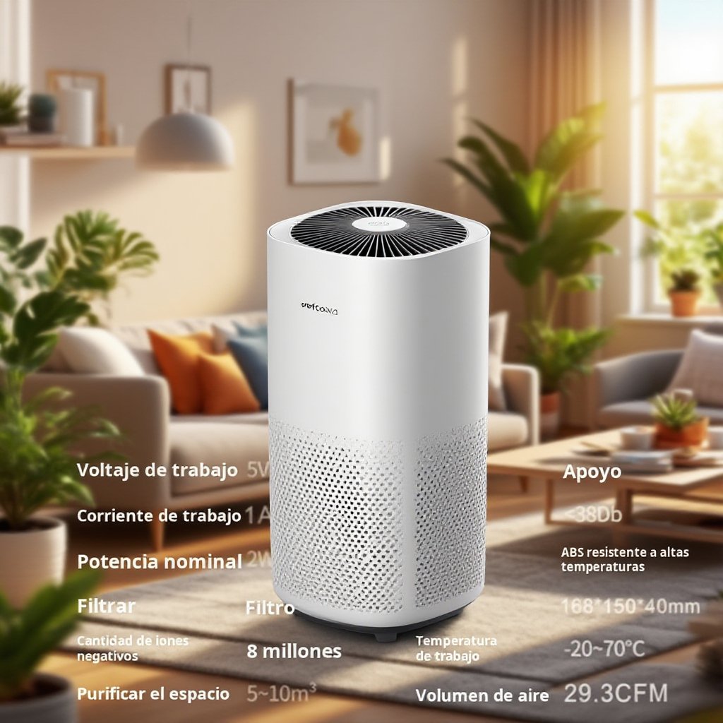 Purificador de aire para coche y hogar con iones negativos, portátil para escritorio