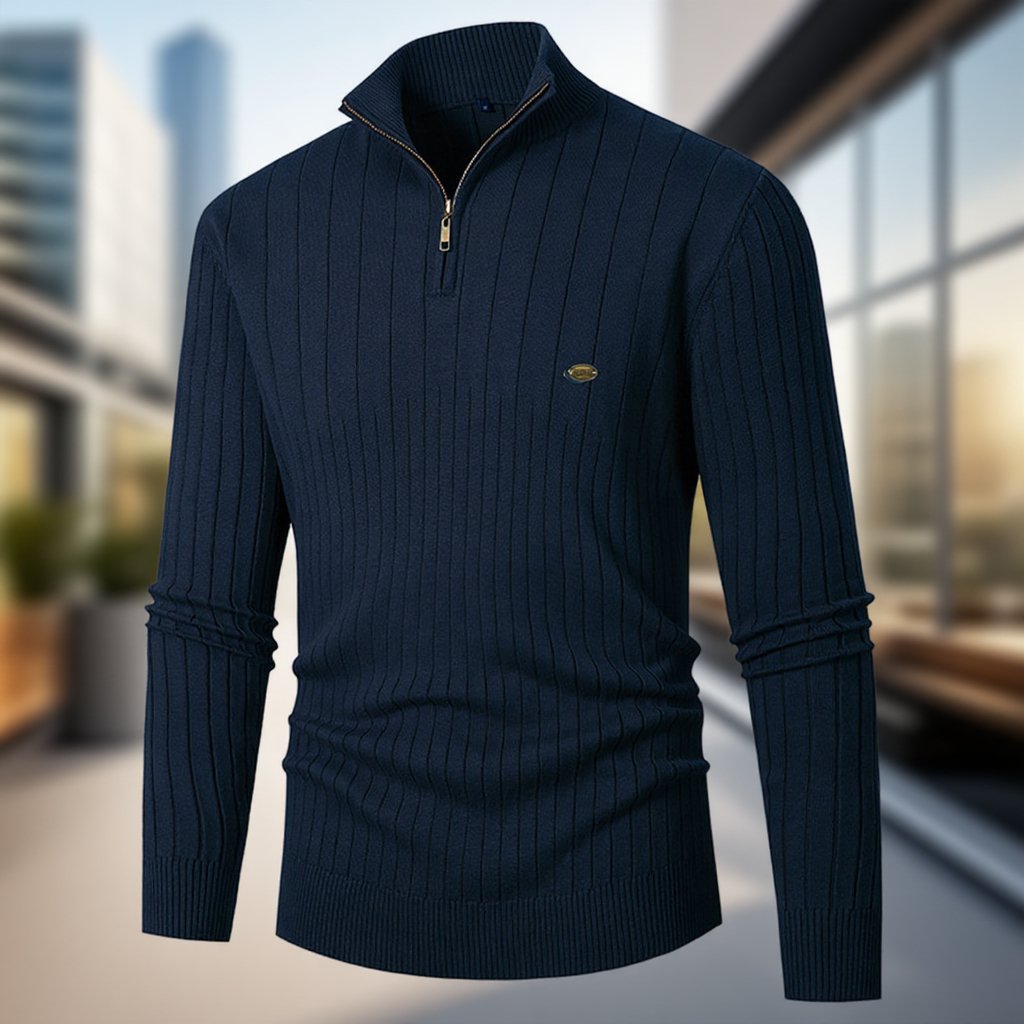 남성 반폴라 집업 니트 긴팔 솔리드 풀오버