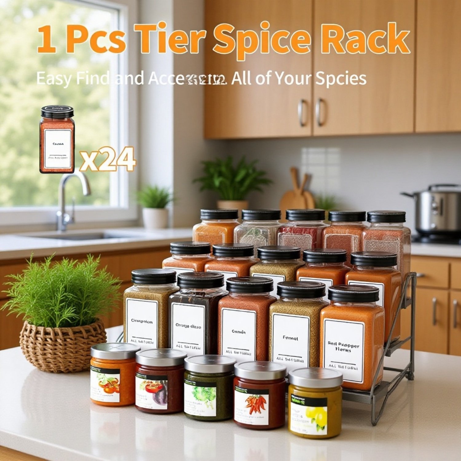 Estante plegable de especias para cocina, organizador de varias capas