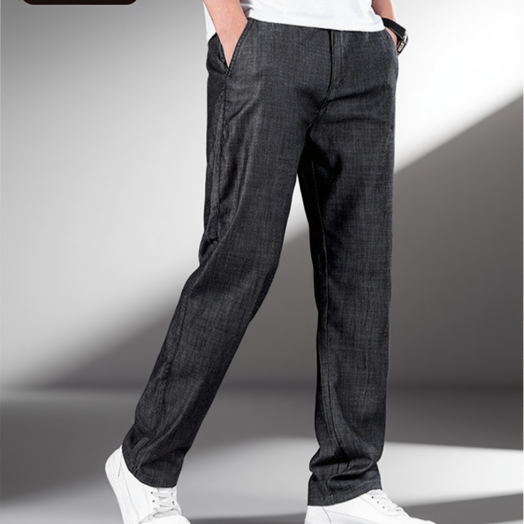 カジュアル合わせやすい弾力デニムパンツ