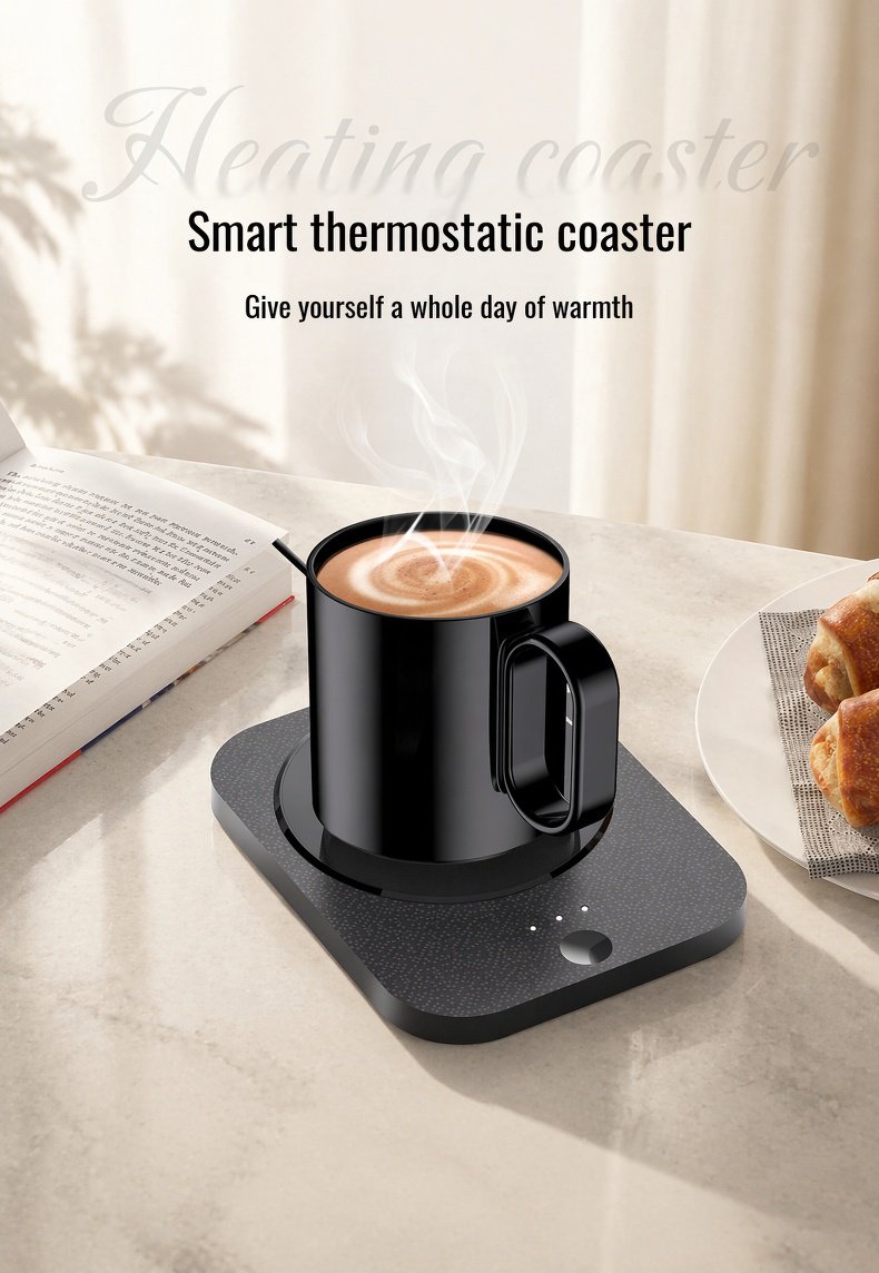 Smart Temperature Control Mug Warmer heating coffee cup on desk