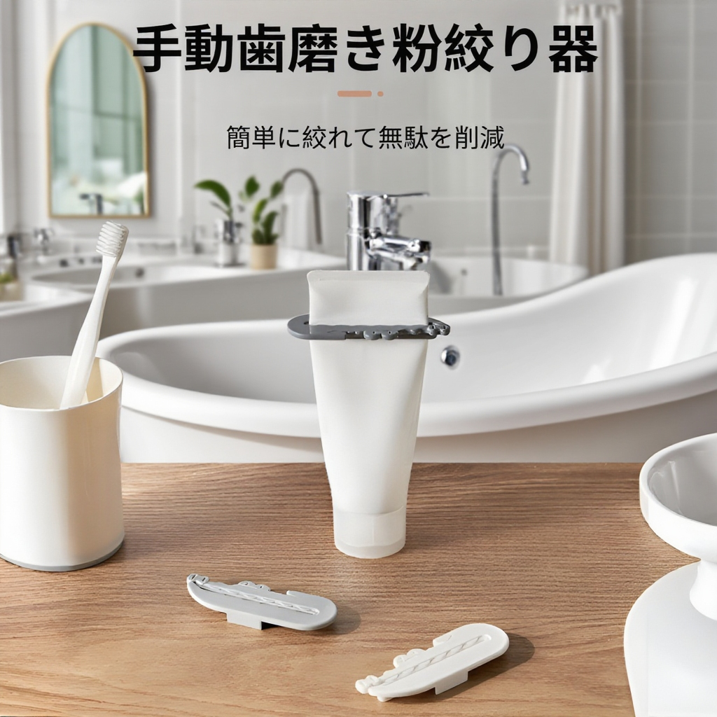 日本製歯磨き粉絞り器、ワニ型歯磨き粉絞り器、マスタードソフトゴムチューブ絞り器（3点セット）