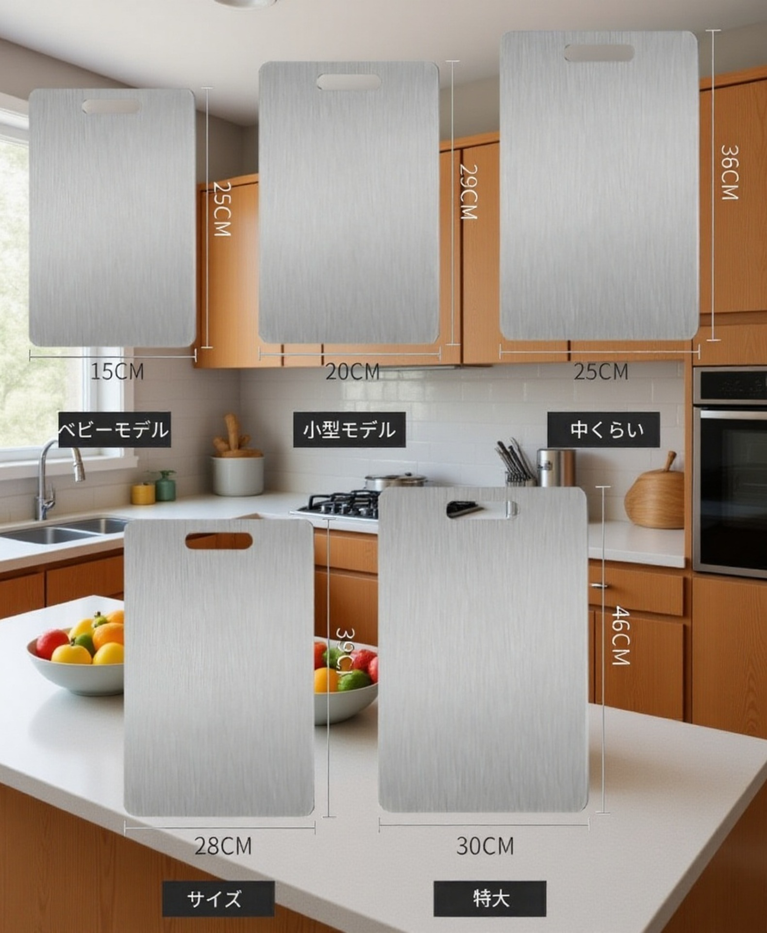 キッチンに映えるシンプルデザインまな板