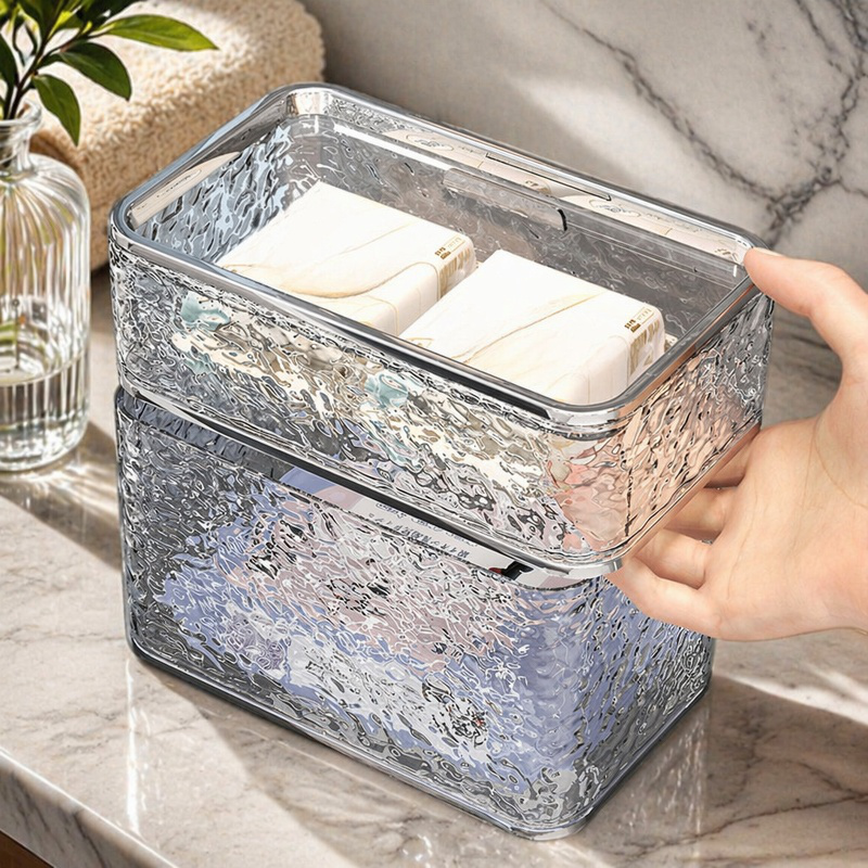 Caja de pañuelos con diseño de ondas de agua para baño, montada en la pared