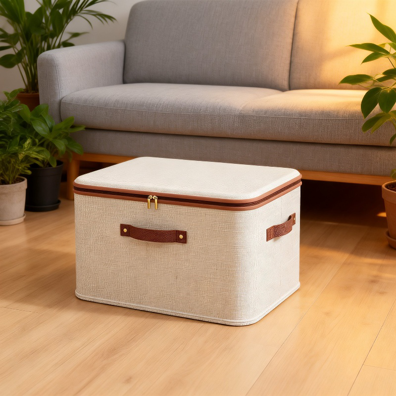 Caja organizadora de armario de gran capacidad, plegable de algodón y lino