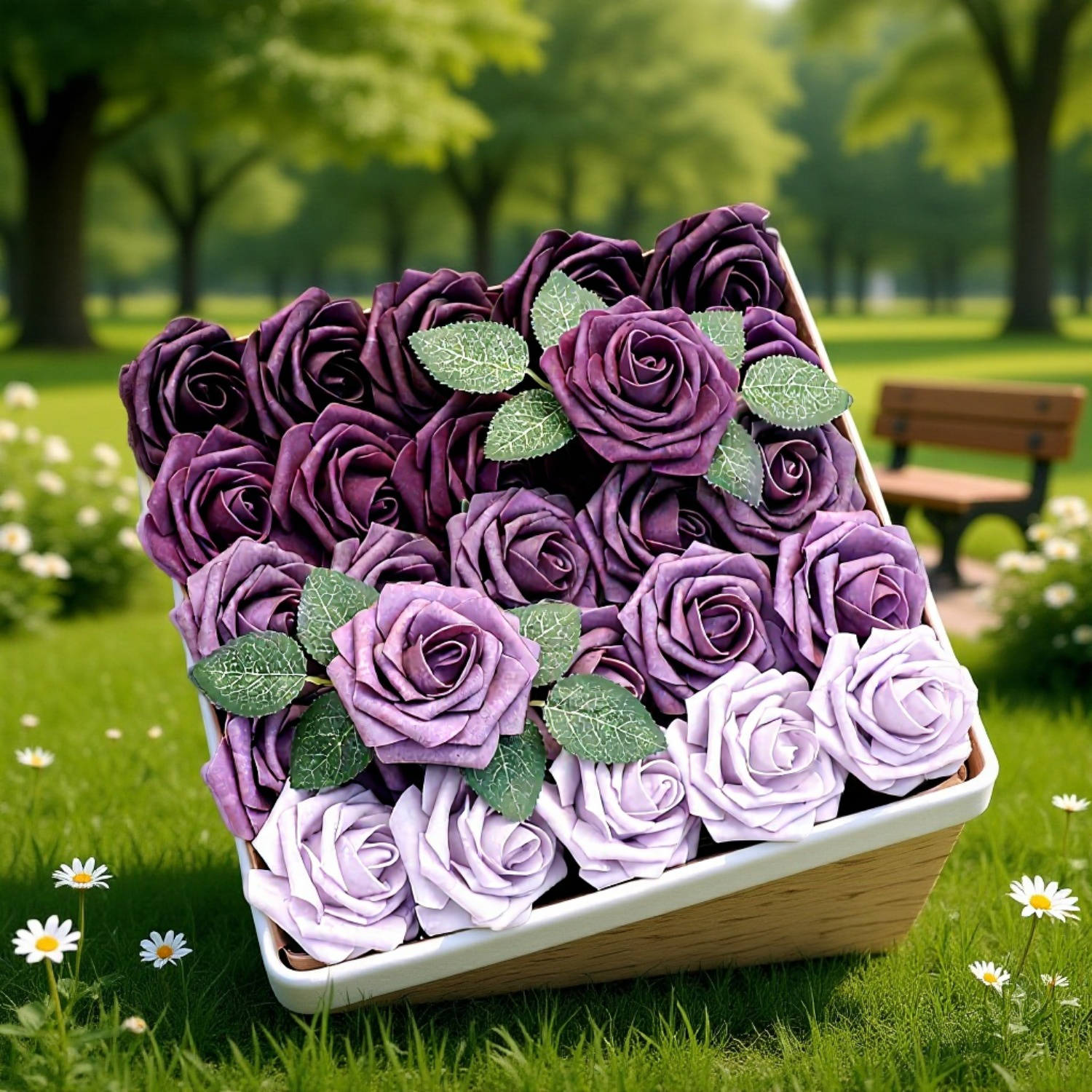 Ramo de 25 Rosas Artificiales Flores Falsas