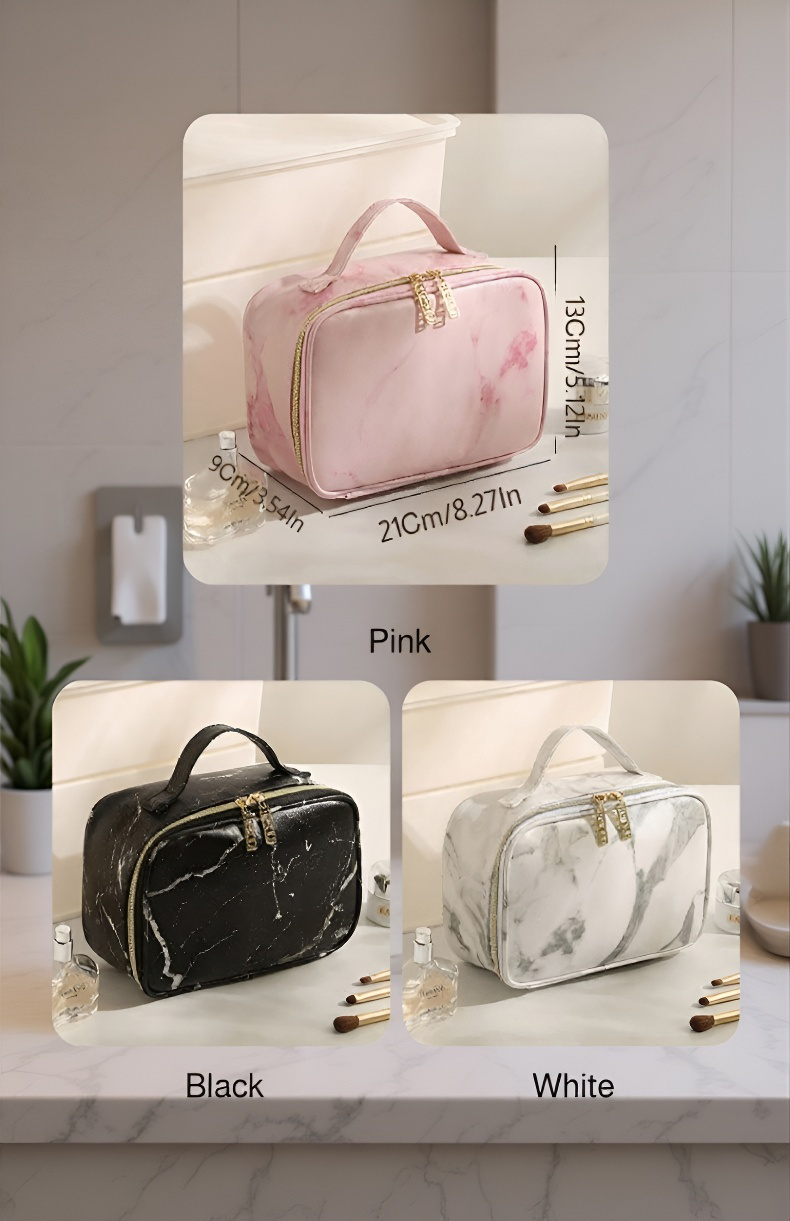 Travel cosmetic bag with multiple compartments