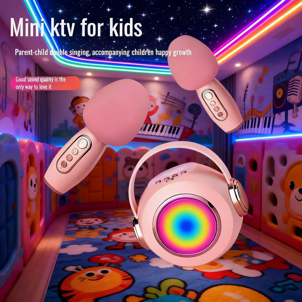 Children's Karaoke Audio Integrated Microphone, Wired Baby Singing Microphone for Home and Outdoor