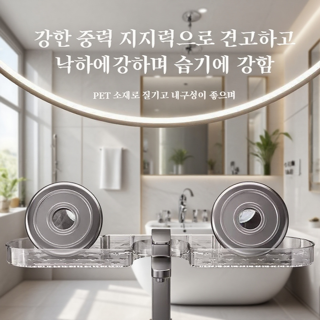 무타공 강력 흡착 U자형 세면대 선반