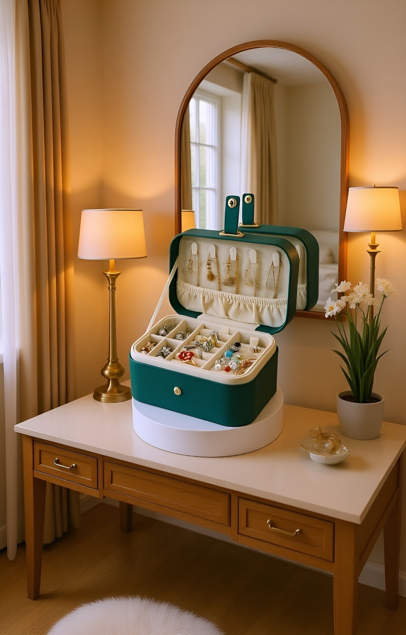 Ékszerdoboz női kézben utazás közben