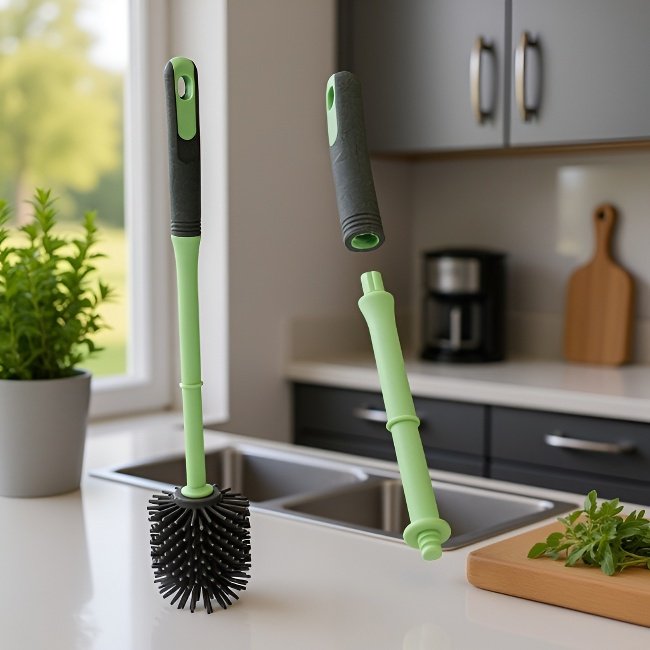 신형 부드러운 욕실 청소 가정용 플라스틱 변기솔 내구성 TPR 실리콘 변기솔 거치대 포함