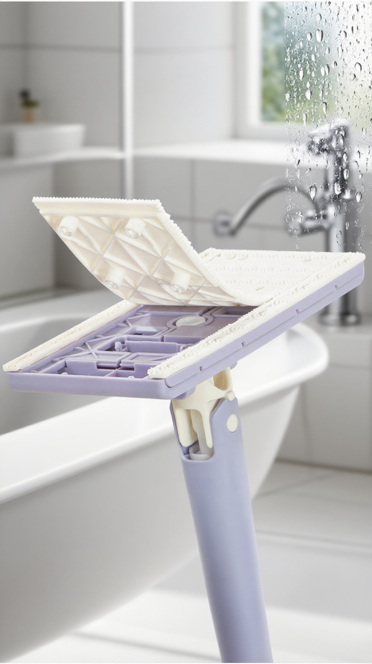 소형 막대걸레로 바닥 청소하는 모습