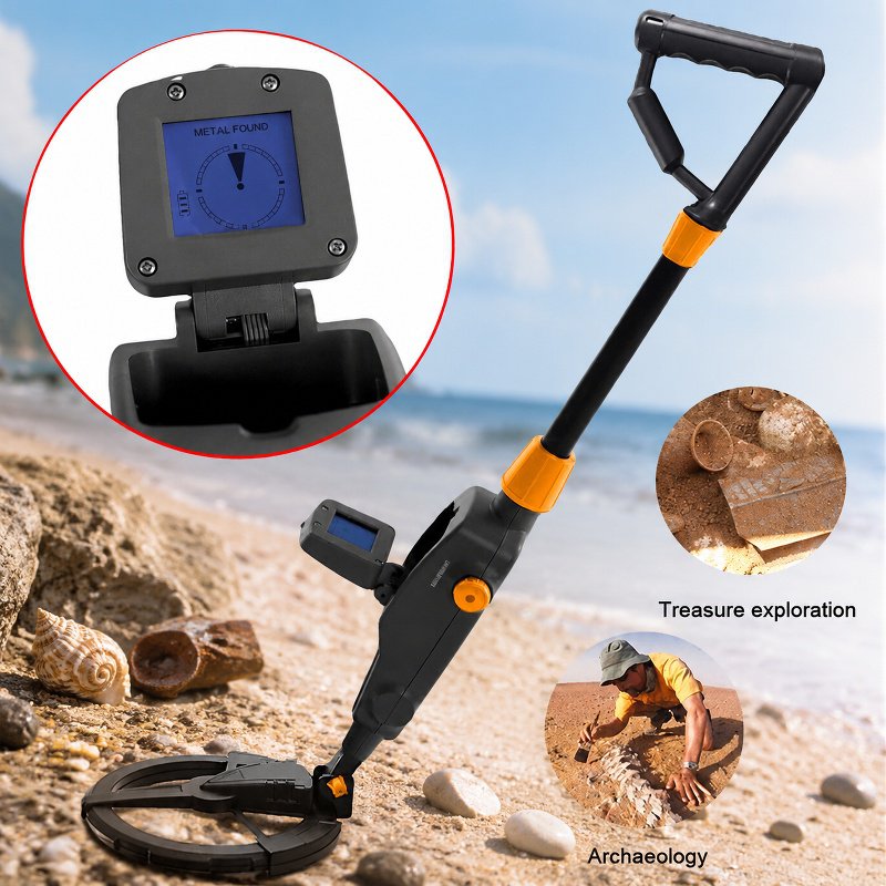 Portable metal detector with adjustable handle for comfortable use