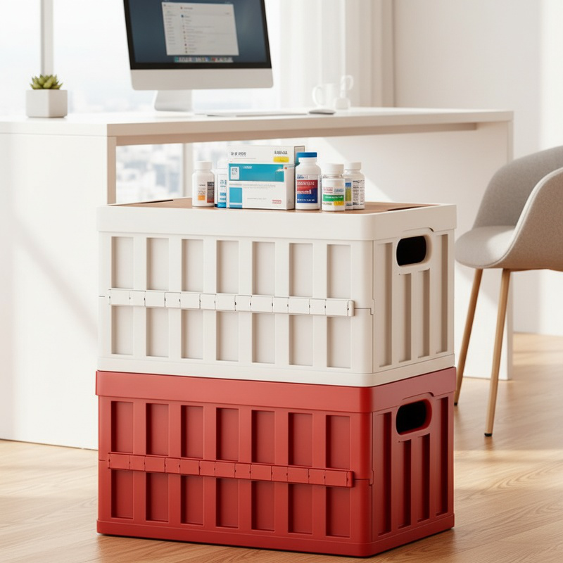 Multifunctional foldable medicine cabinet storage box, stackable plastic medicine cabinet, household