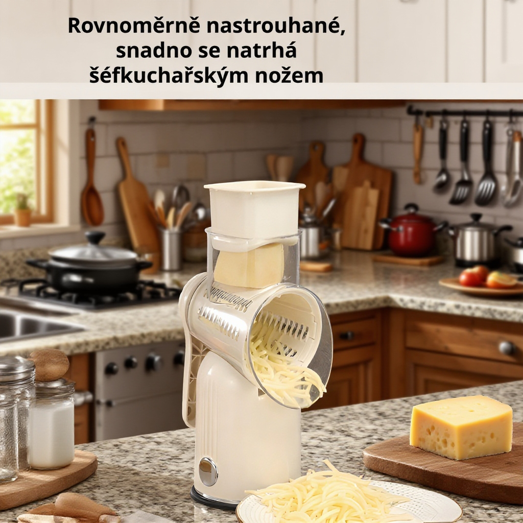 Kreativní multifunkční kráječ zeleniny na brambory a okurky s ručním klikovým mechanismem