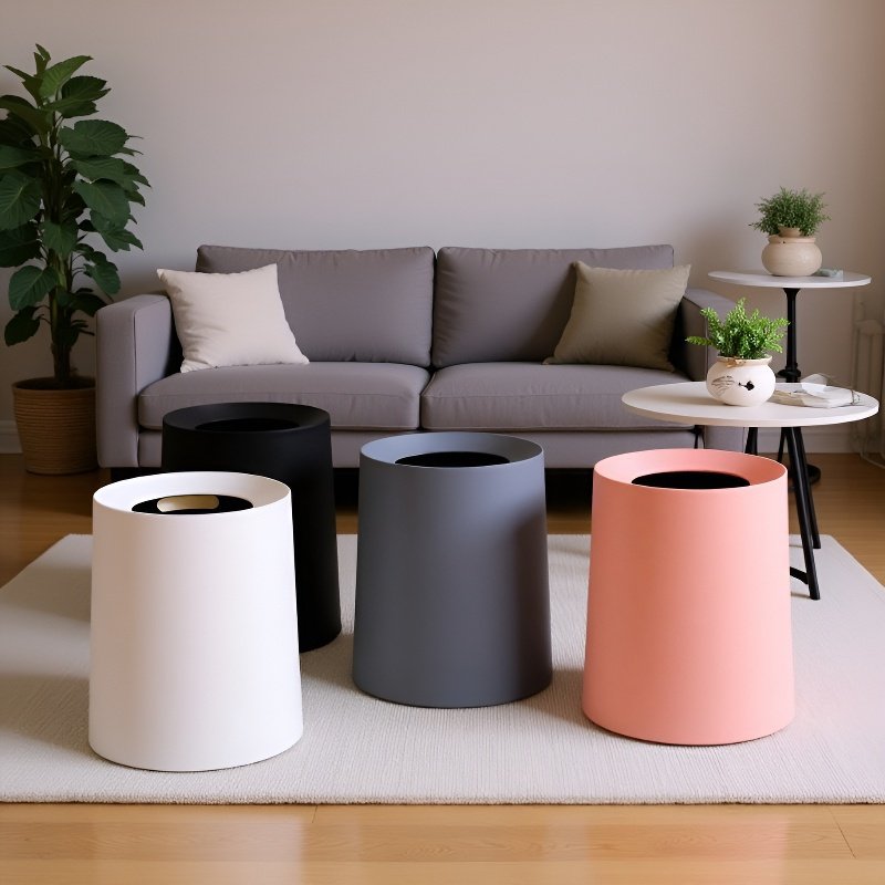 Gran papelera sin tapa para sala de estar doméstica