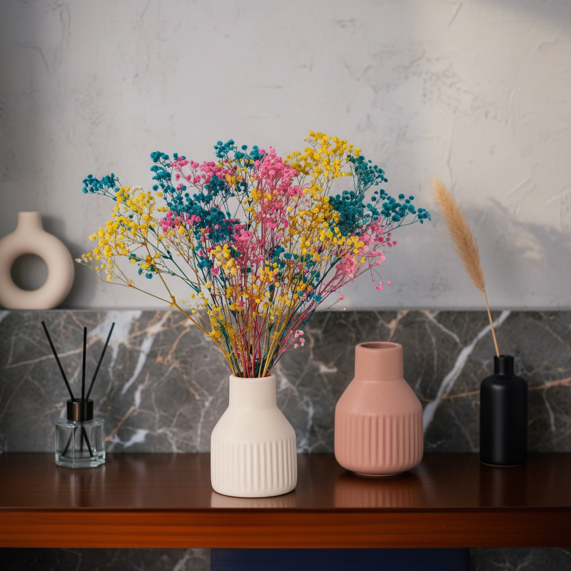 Orange frosted ceramic vase for modern home décor