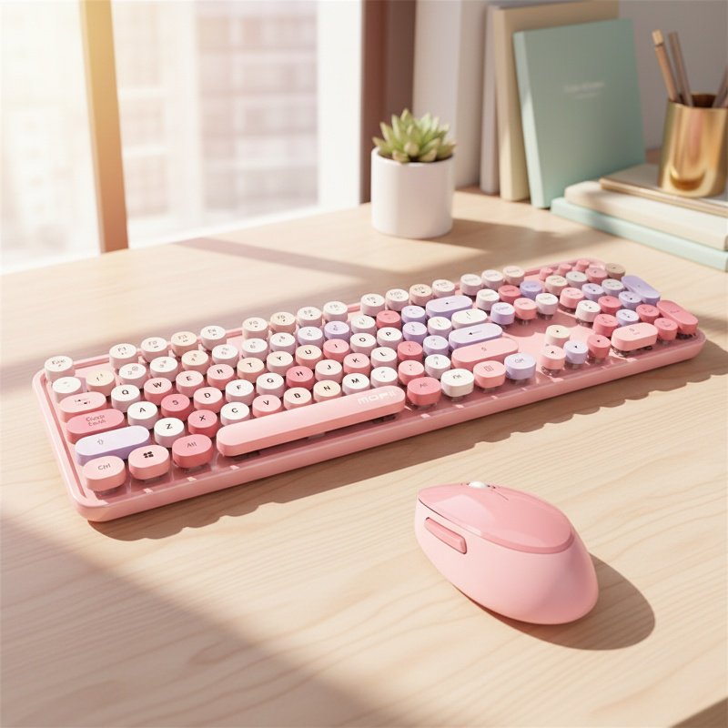 Ergonomic wireless keyboard and mouse set in black