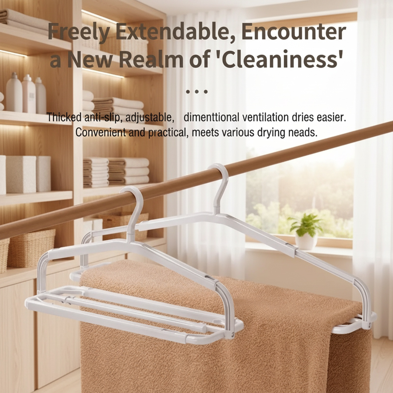 3D Space Adjustable Towel & Clothes Hanger Set in modern bathroom