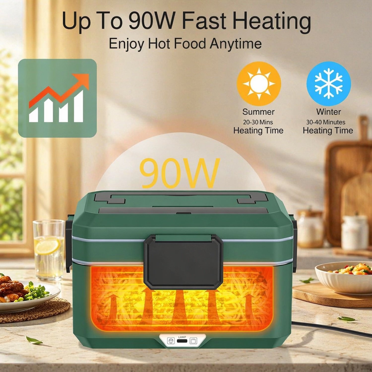 Easy-to-use heated lunch box for work and travel